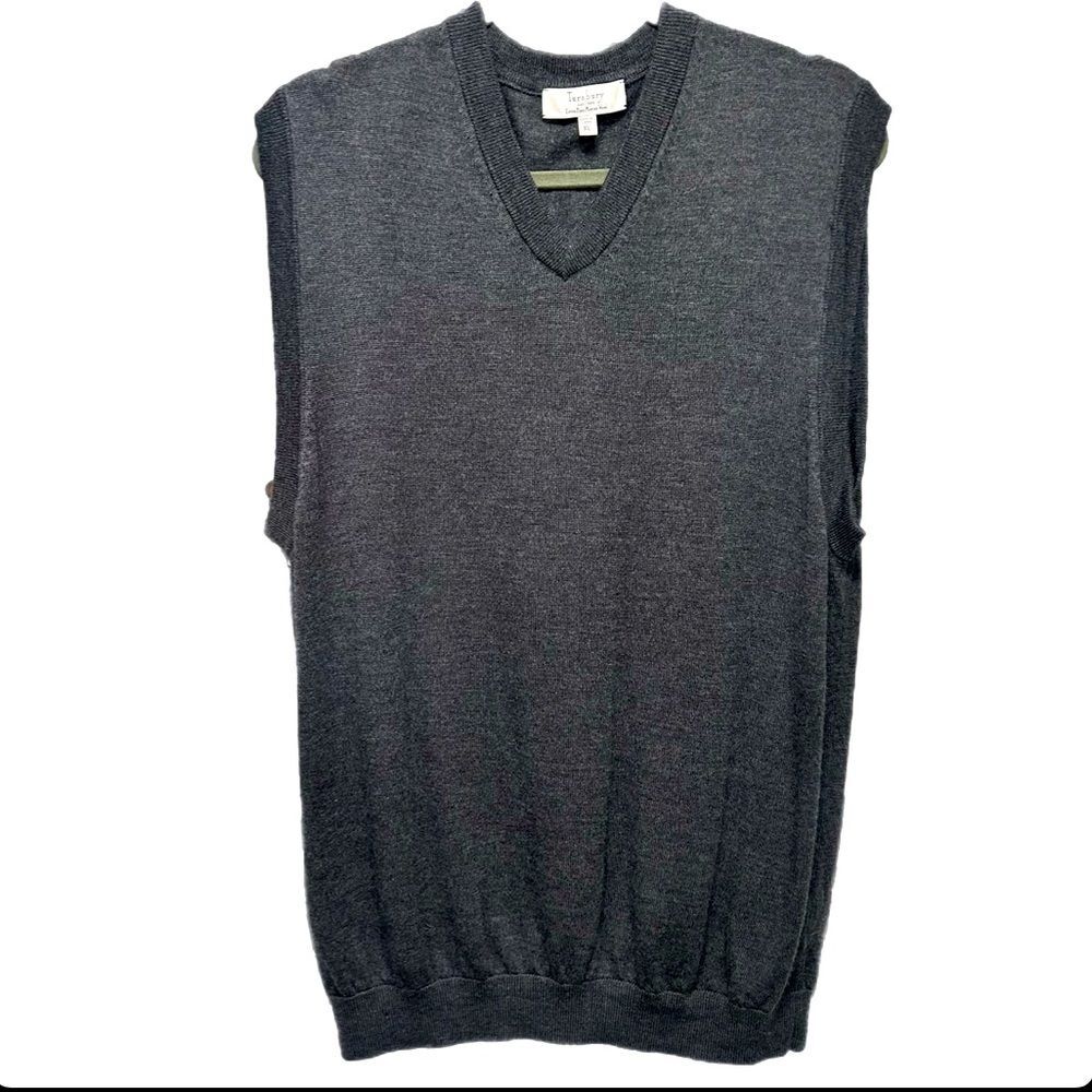 Turnbury Sweater Vest XL Mens Charcoal Grey Extra Fine Knit Merino Wool V Neck